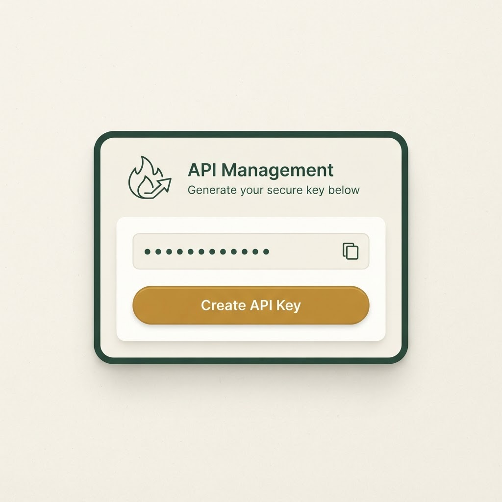 Firecrawl dashboard panel with a masked API key and a Create API Key button